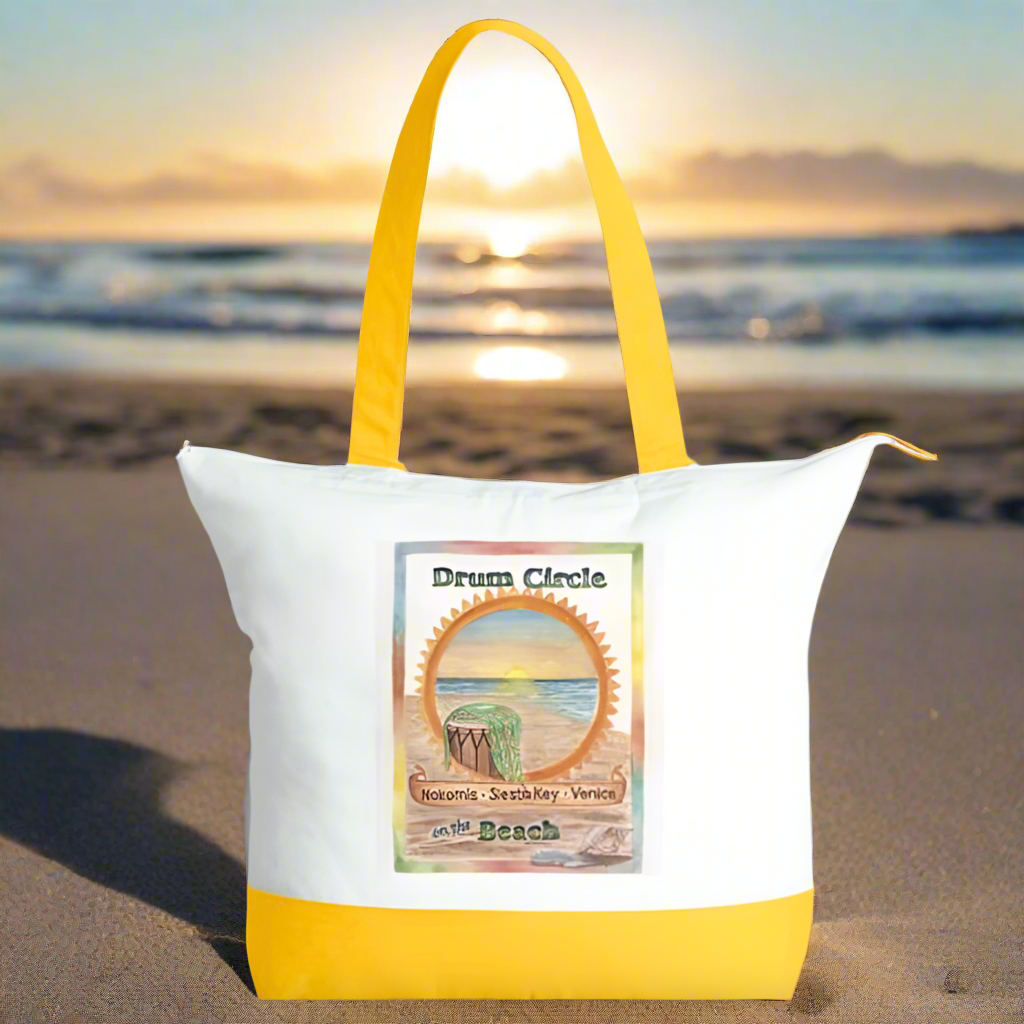 Drum Circle Large Zipper Tote Bag