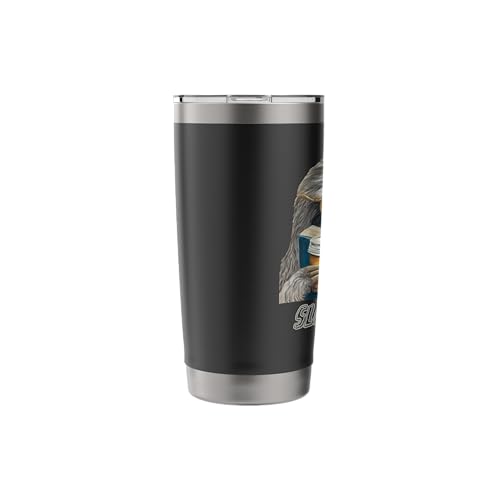 Sloth Vibes Reading Coffee Lover Eyeglass Wearing Animal Stainless Steel Insulated Tumbler