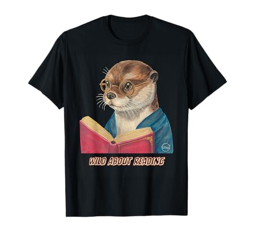 Wild About Reading Otter Wearing Glasses Design T-Shirt