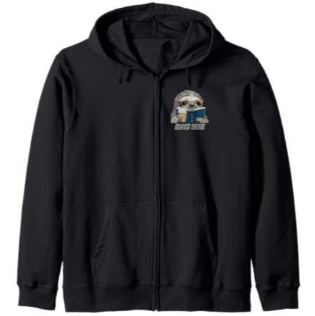 Sloth Vibes Reading Coffee Lover Eyeglass Wearing Animal Zip Hoodie