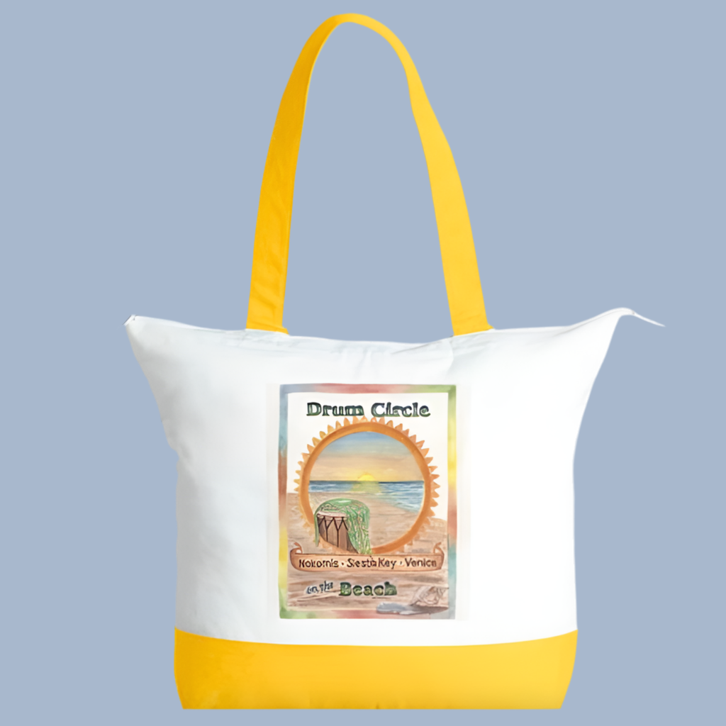 Drum Circle Large Zipper Tote Bag