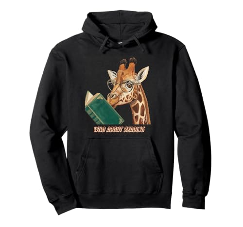 Giraffe Reading Book Eyeglasses Animals Teachers Zoo Pullover Hoodie