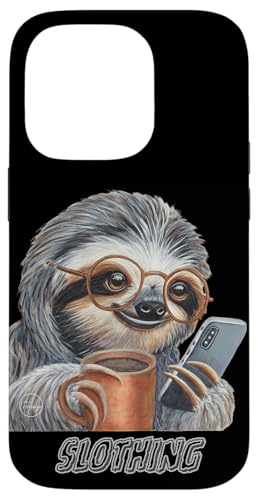 Slothing, Sloth Phone Scrolling Coffee Animal Relaxed Vibes Case for iPhone