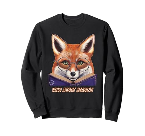 Fox Reading Book Glasses Wearing Animal Library School Zoo Sweatshirt