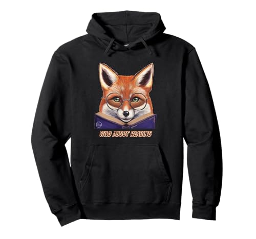 Fox Reading Book Glasses Wearing Animal Library School Zoo Pullover Hoodie