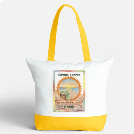 Drum Circle Large Zipper Tote Bag