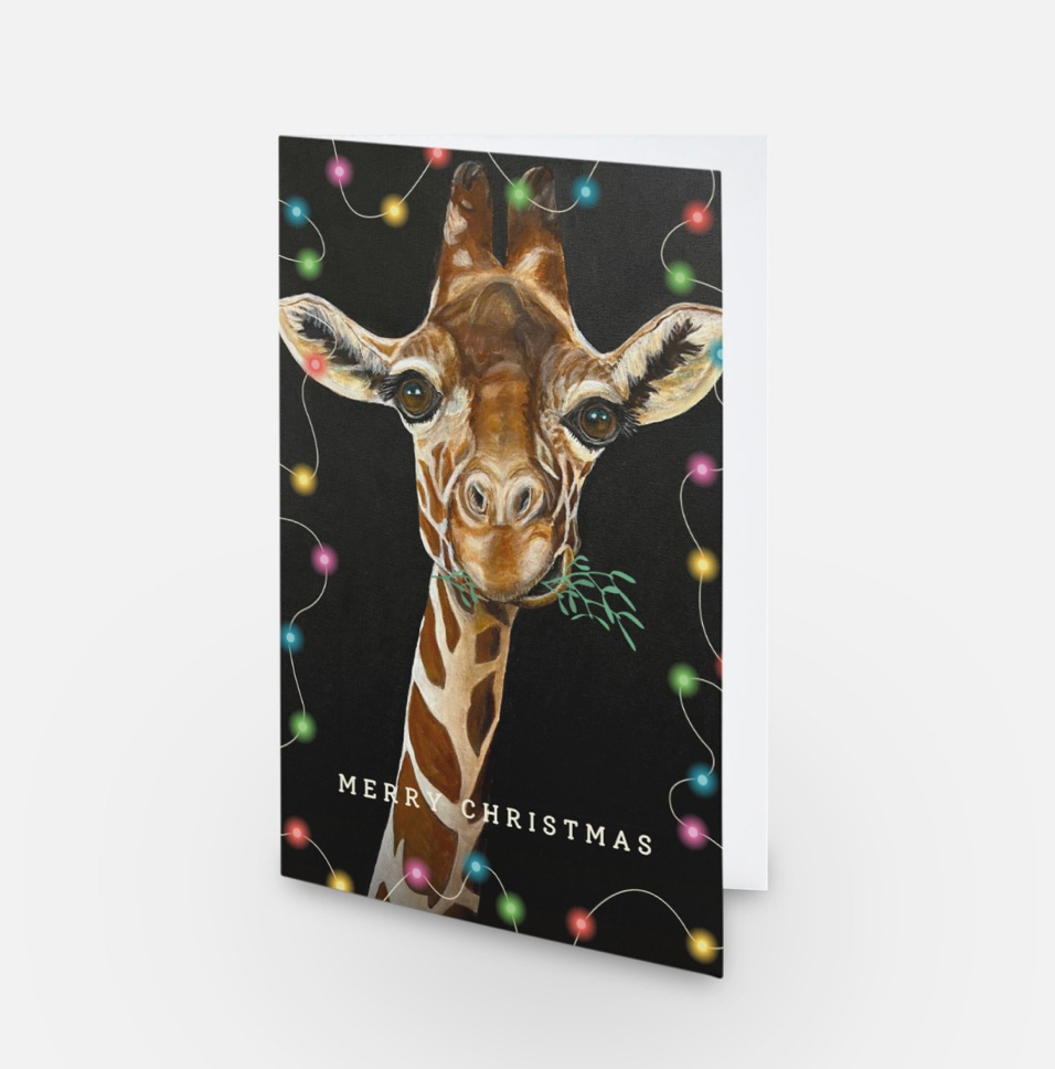 Giraffe Mistletoe Card