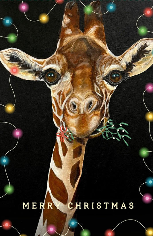 Giraffe Mistletoe Card