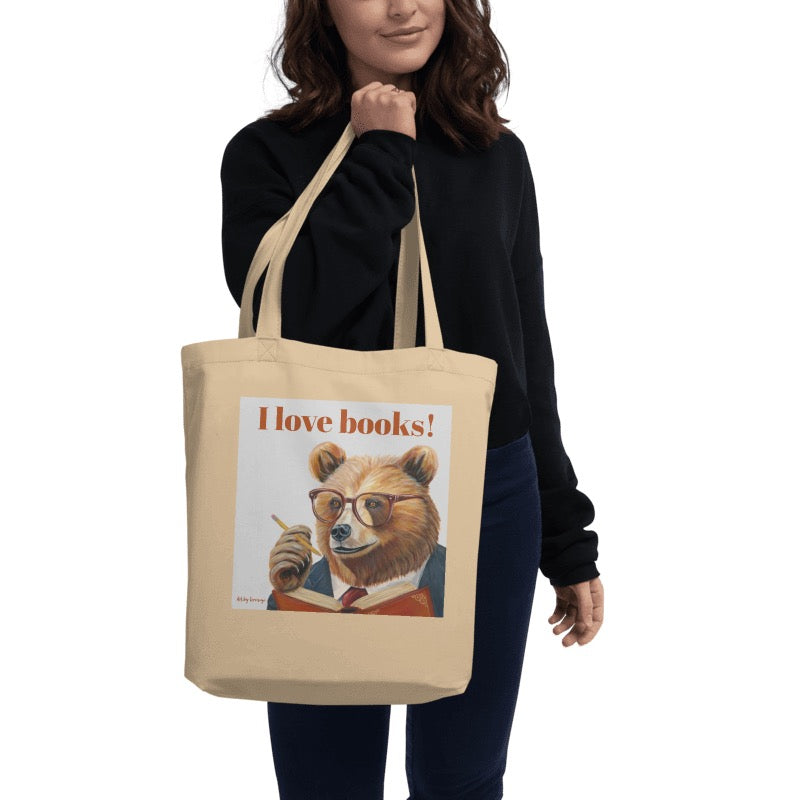 The Scholarly Bear,  I Love Books Eco Tote Bag