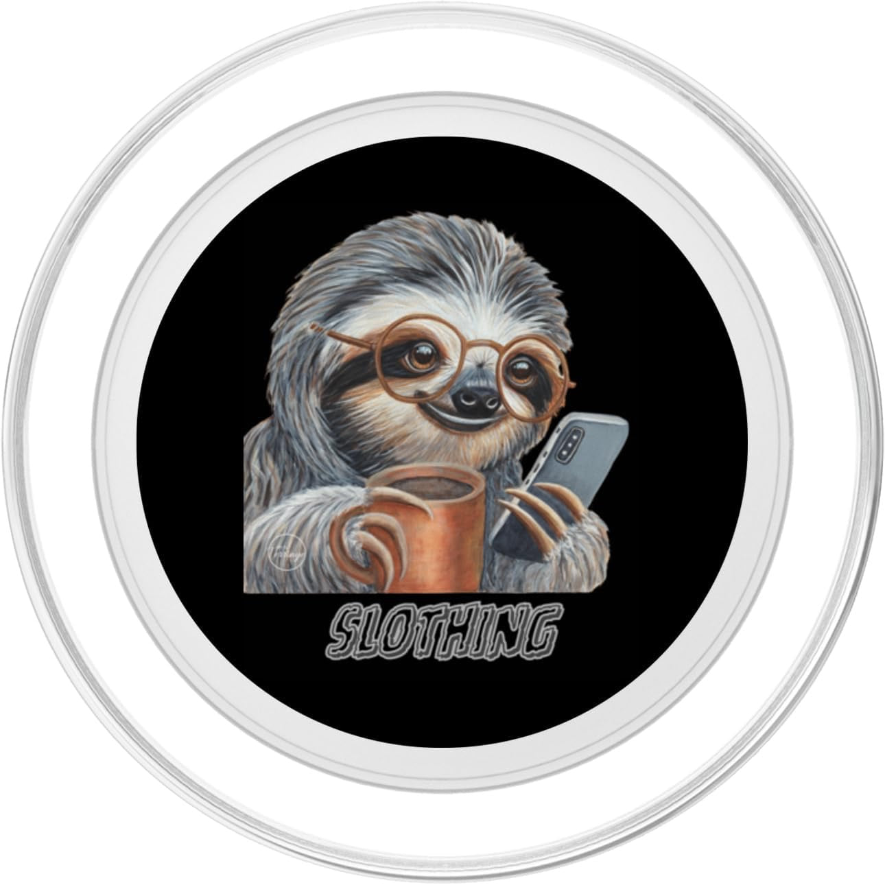 Sloth Phone Scrolling Coffee Animal Vibes PopSockets Adhesive PopGrip