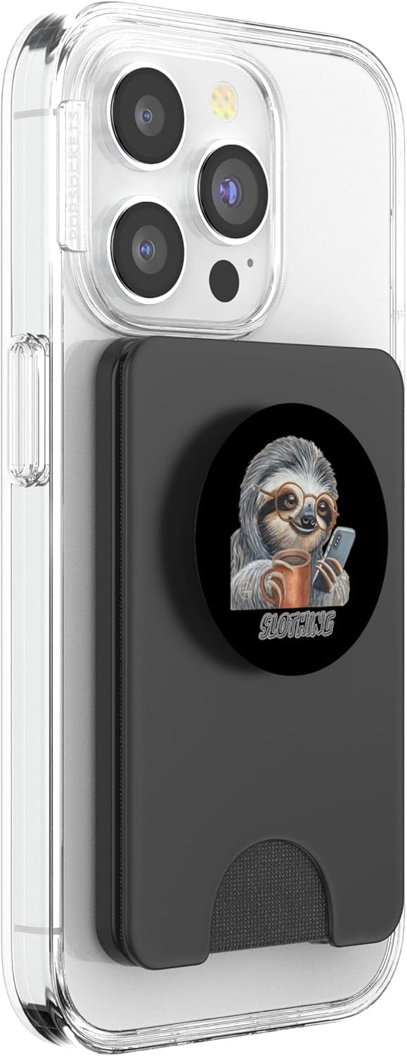Sloth Phone Scrolling Coffee Animal Vibes PopSockets Adhesive PopGrip