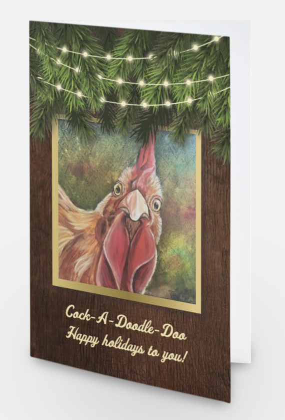 Rooster Holiday Card