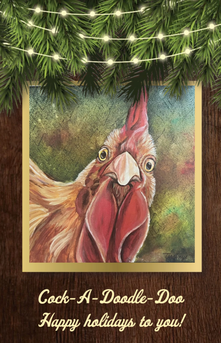 Rooster Holiday Card