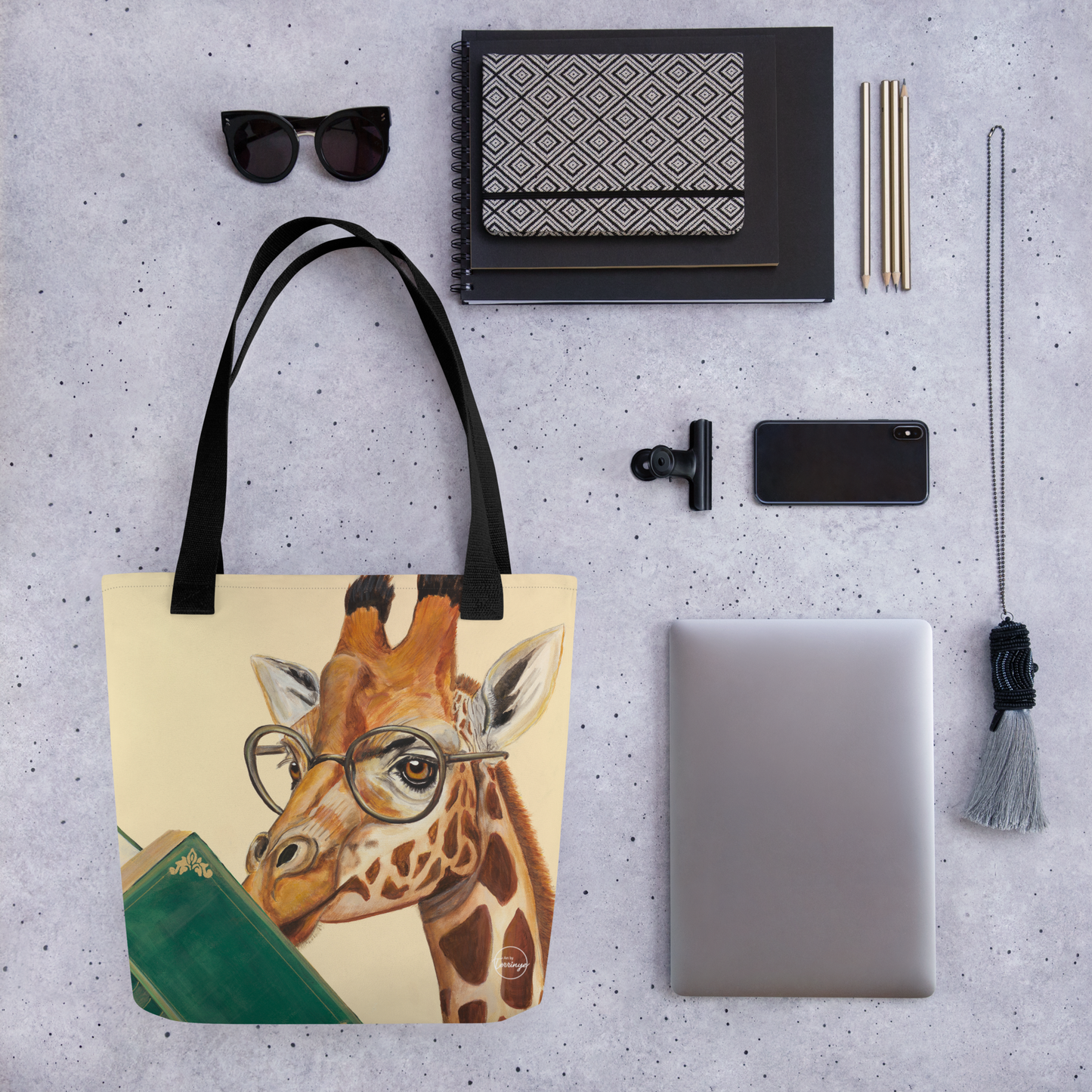 Giraffe, The Lofty Reader Tote bag